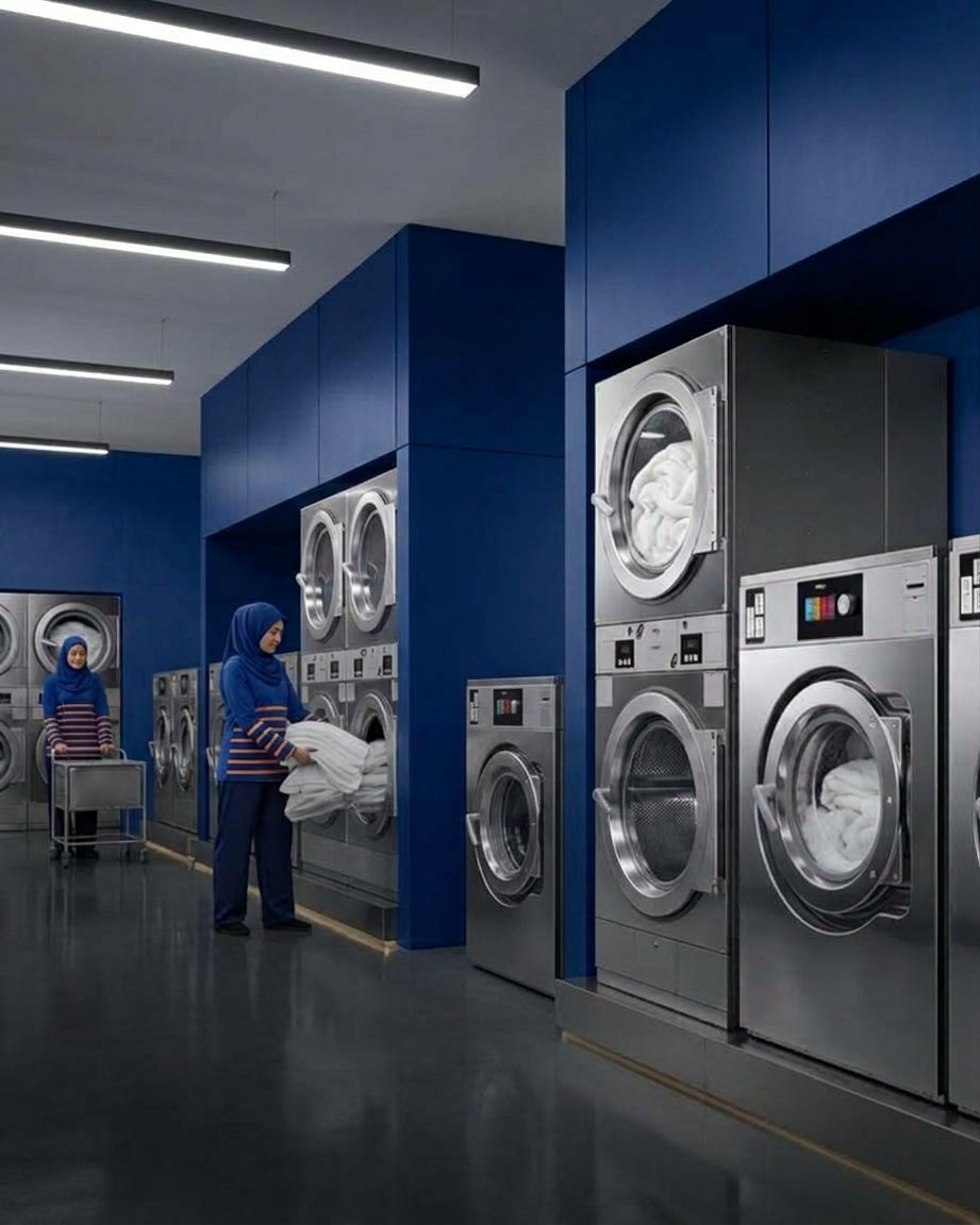 Laundritek laundromat interior with Haier commercial machines